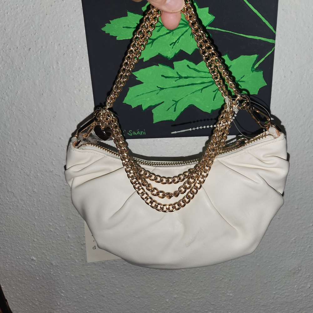 Elegant Cream Chain Shoulder Bag